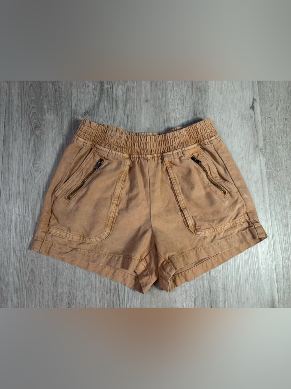 Aerie Boardwalk Light Brown Elastic Waist Zipper Pocket Shorts Summer  XS